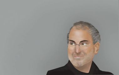 June, 2017: Steve Jobs portrait on a gray background.