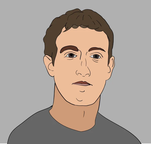 Června 2017: Generální ředitel a podnikatel Mark Zuckerberg. Vektorový portrét na šedém pozadí. — Stockový vektor