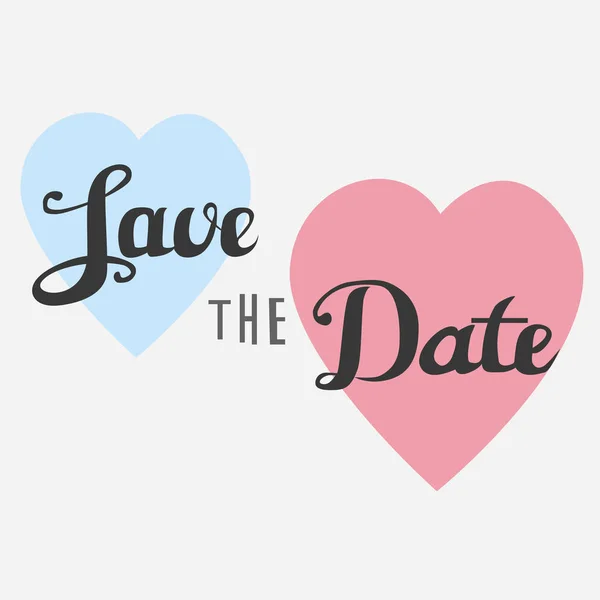 Date Postcard Wedding Phrase Ink Modern Brush Calligraphy Blue Pink — Stock Vector