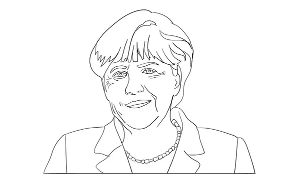 Retrato Vetorial Linha Editorial Angela Merkel Chanceler Alemanha — Vetor de Stock