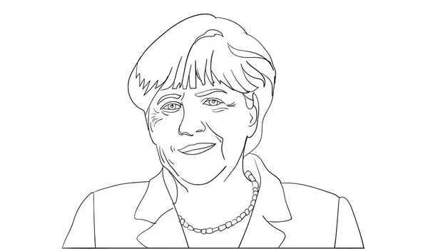 Editorial Line Vector Portrait Angela Merkel Chancellor Germany — Vector de stock