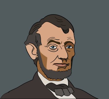 Temmuz, 2019 - Washington Dc: ABD Başkanı Abraham Abe Lincoln gri arka plan üzerine vektör portre illüstrasyon.