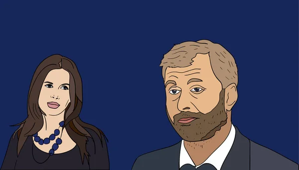 8 Ağustos 2017: Rus milyarder ve Chelsea Fc'nin sahibi Roman Abramovich ve eşi Dasha Zhukova ayrılacak. Dasha Zhukova ve Roman Abramoviç vektör portreleri