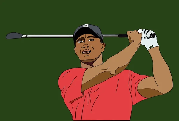 Ekim, 2017: ABD'li golfçü Tiger Woods ile yeşil bir arka plan üzerinde bir golf kulübü