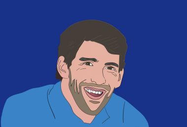 Ekim, 2017: Şampiyonu ve ünlü bize yüzücü Michael Phelps vektör portre mavi bir arka plan üzerinde.