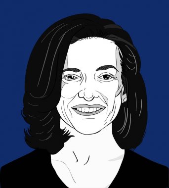 Kasım, 2017: Facebook Coo Sheryl Sandberg vektör portre mavi bir arka plan üzerinde