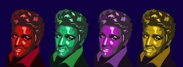 Fev, 2018: Elvis Presley retratos coloridos - conjunto vetorial — Vetor de Stock