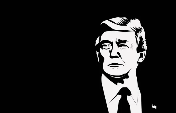 WASHINGTON D.C.- USA - Nov, 2019: Ilustración vectorial del presidente estadounidense, Donald Trump. El presidente estadounidense Trump sobre fondo oscuro . — Archivo Imágenes Vectoriales