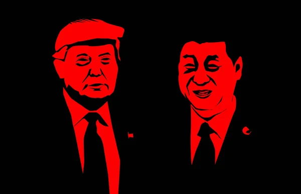 China, Beijing, Dec, 2019: President of the Peoples Republic of China Xi Jinping and The president of USA Donald Trump. Vector illustration — Stockvektor