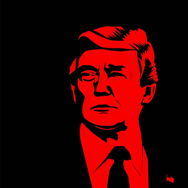 WASHINGTON D.C. - Nov, 2019: Ilustración vectorial del presidente estadounidense, Donald Trump. El presidente estadounidense Trump sobre fondo oscuro . — Archivo Imágenes Vectoriales