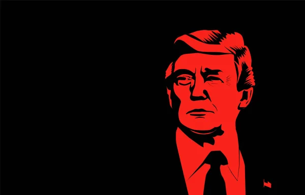 WASHINGTON D.C.- USA - Nov, 2019: Vector illustration of American president, Donald Trump. US President Trump on dark background. — Stockvector