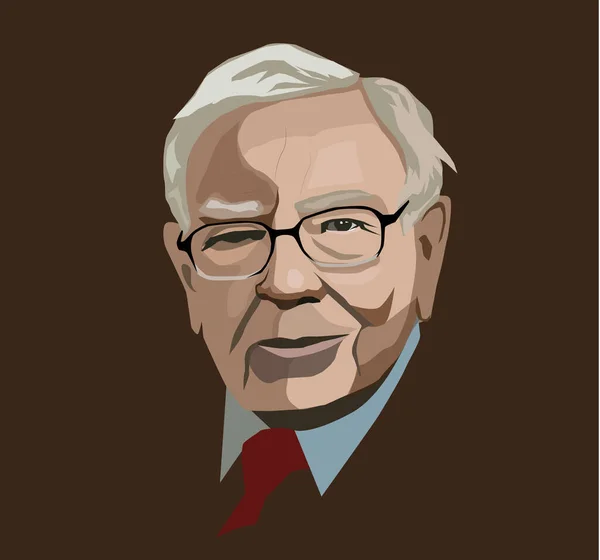 Mar, 2020: Yatırımcı ve ekonomist Warren Buffett hisse senedi değişikliklerinin artmaya devam edeceğini tahmin ediyor. Warren Buffett portresi, vektör illüstrasyonu.