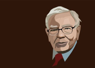 Mar, 2020: Yatırımcı ve ekonomist Warren Buffett borsa değişikliklerinin artacağını tahmin ediyor. Warren Buffett portresi, vektör illüstrasyonu.
