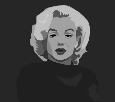 Nisan 2020 - Amerikalı aktris, model, ünlü komedyen sarışın bomba aktris Marilyn Monroe. Vektör illüstrasyonu.