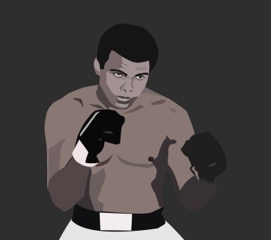 ABD - Nisan 2020: Muhammed Ali - ünlü Amerikalı profesyonel boksör, aktivist ve hayırsever. İllüzyon. Vektör