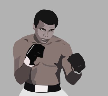 ABD - Nisan 2020: Muhammed Ali - ünlü Amerikalı profesyonel boksör, aktivist ve hayırsever. İllüzyon. Vektör
