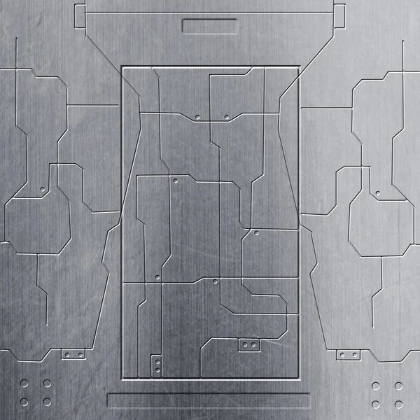 bilim-kurgu duvar. krom metal duvar ve devreleri. metal arka plan