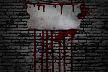 8 ayarlayın. tuğla duvar kanlı tabela