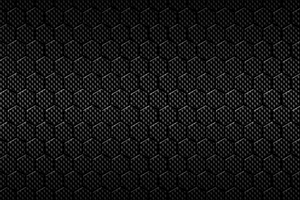 Fekete szénszálas hatszögletű minta. — Stock Fotó