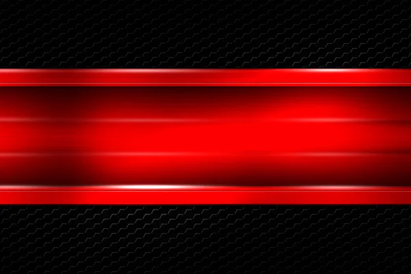 Banner rojo sobre hexágono de fibra de carbono negro . —  Fotos de Stock