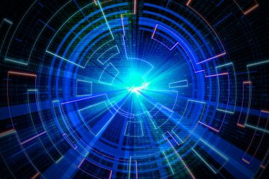 Mavi dairesel parlaklık dalga. bilim-kurgu veya oyun arka plan.