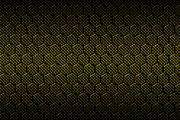 Шестиугольник желтого углеродного волокна . — стоковое фото