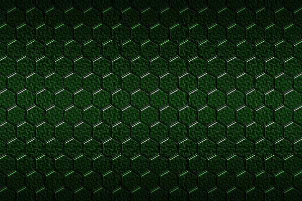 Yeşil karbon fiber altıgen desen. — Stok fotoğraf