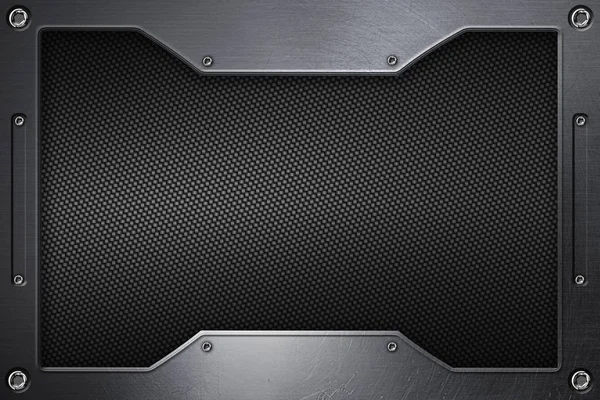 Siyah karbon fiber arka plan ile metal çerçeve.
