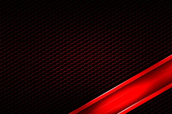 Banner rojo sobre hexágono de fibra de carbono negro . —  Fotos de Stock