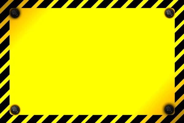 Warning sign banner. yellow and black on metal plate. — Stock Photo, Image