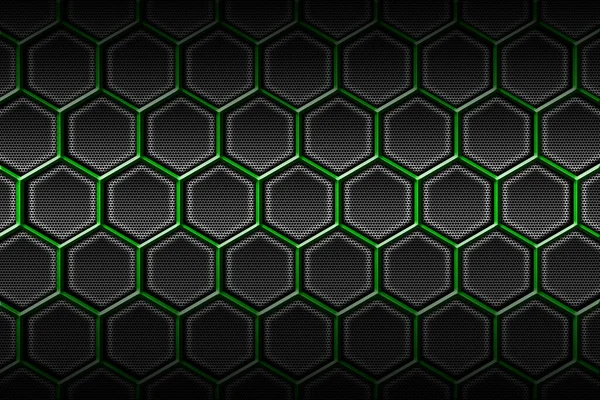 Grüne und schwarze Zelle Metall Hintergrund und Textur. 3D-Illustrationen Stockbild