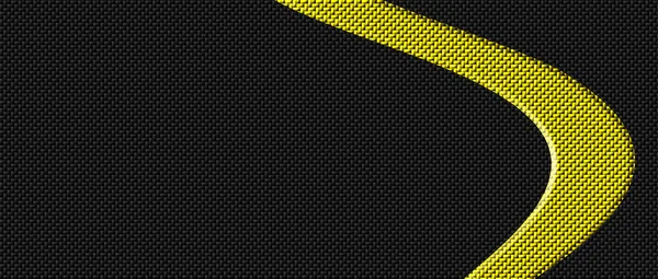 黄色和黑色碳纤维背景和纹理 3D例证 网站模板的极端宽屏 — 图库照片