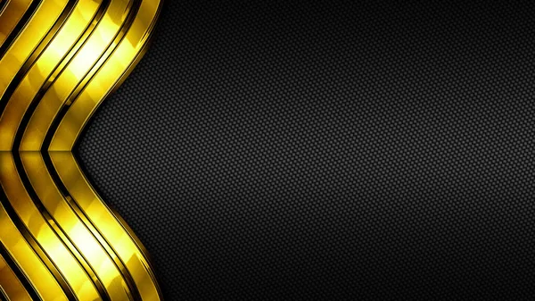 Oro Amarillo Negro Brillante Fondo Metálico Textura Fibra Carbono Fondo — Foto de Stock