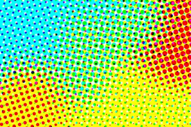 Mavi kırmızı ve sarı yarım ton desenli. Renkli yarım ton arkaplan ve doku. resimleme. 