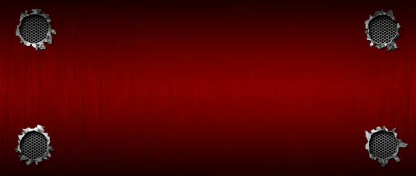 Bullet Hole Red Metallic Mesh Metal Background Textured Illustration Extreme — Stock Photo, Image