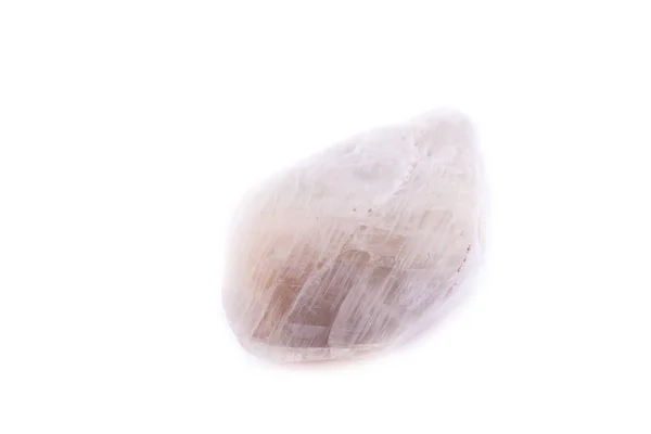 Μακροεντολή ορυκτή πέτρα Moonstone απομονώνονται σε λευκό φόντο — Φωτογραφία Αρχείου