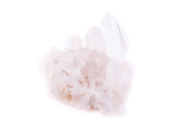 Pietra macro minerale Cristallo di rocca (strass) su uno sfondo bianco — Foto Stock