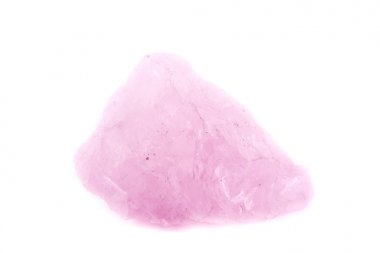 Beyaz bir arka plan üzerinde makro mineral taş Pembe Kuvars