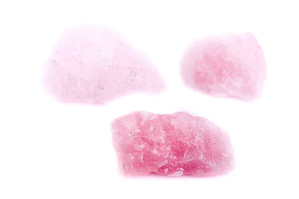 Macro mineral stone Pink quartz on a white background — Stock Photo, Image