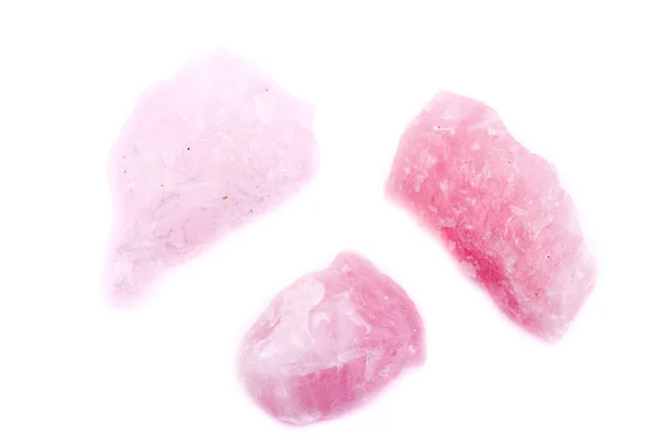 Macro mineral stone Pink quartz on a white background — Stock Photo, Image