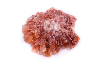 Makro mineral taş aragonit beyaz arka plan üzerinde