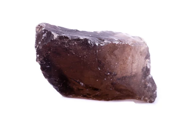 Pedra mineral macro Rauhtopaz sobre um fundo branco — Fotografia de Stock