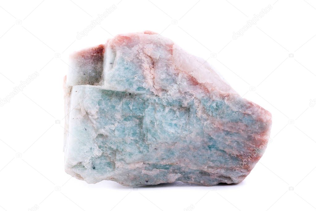 Macro mineral stone Amazonite on white background