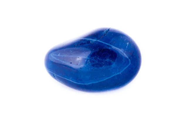 Macro pedra mineral ágata azul sobre um fundo branco — Fotografia de Stock