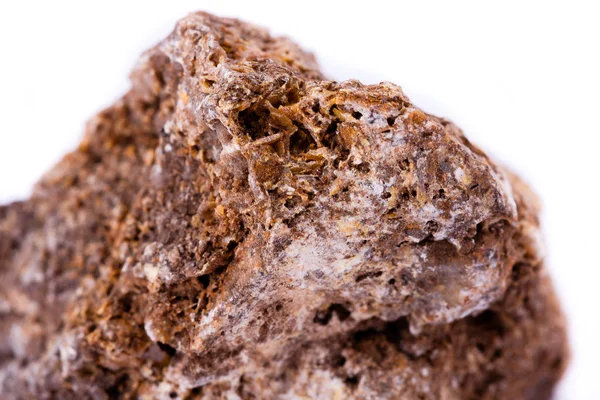 Wulfenita de piedra mineral macro sobre un fondo blanco — Foto de Stock