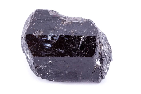 Makro mineral taş schorl beyaz bir arka plan üzerinde — Stok fotoğraf
