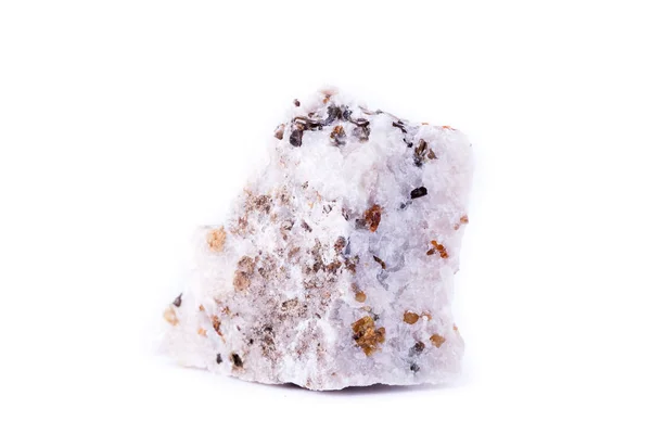 Piedra de calcita mineral macro sobre un fondo blanco —  Fotos de Stock
