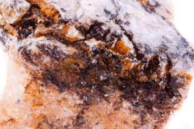 Makro mineral taş petalite beyaz bir arka plan üzerinde