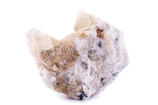 Macro minerais spodumene pedra sobre um fundo branco — Fotografia de Stock