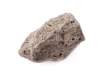 Beyaz bir arka plan üzerinde makro pirit taşı